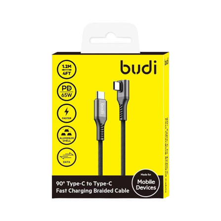 สายชาร์จ TYPE-C TO TYPE-C BUDI ANGLE 1.2 เมตร สีดำ_1
