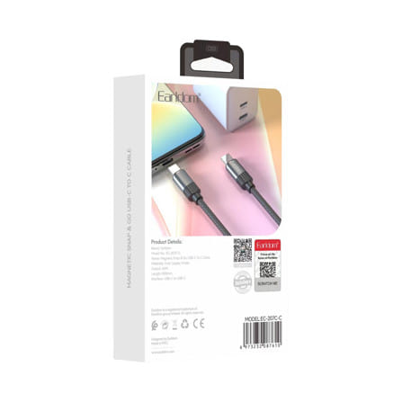 สายชาร์จ TYPE-C TO TYPE-C MAGNET EARLDOM 1 เมตร สีดำ_2