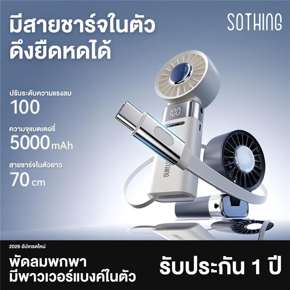 พัดลมพกพา 1 นิ้ว SOTHING HANDHELD FAN ICE-Z POWER 2 สีขาว