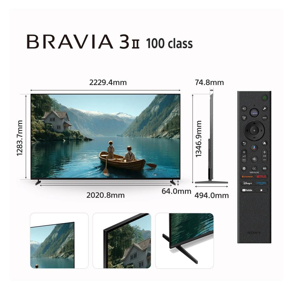 ทีวีแอลอีดี 100 นิ้ว SONY (4K, LED, GOOGLE TV) BRAVIA3 K-100XR30M2