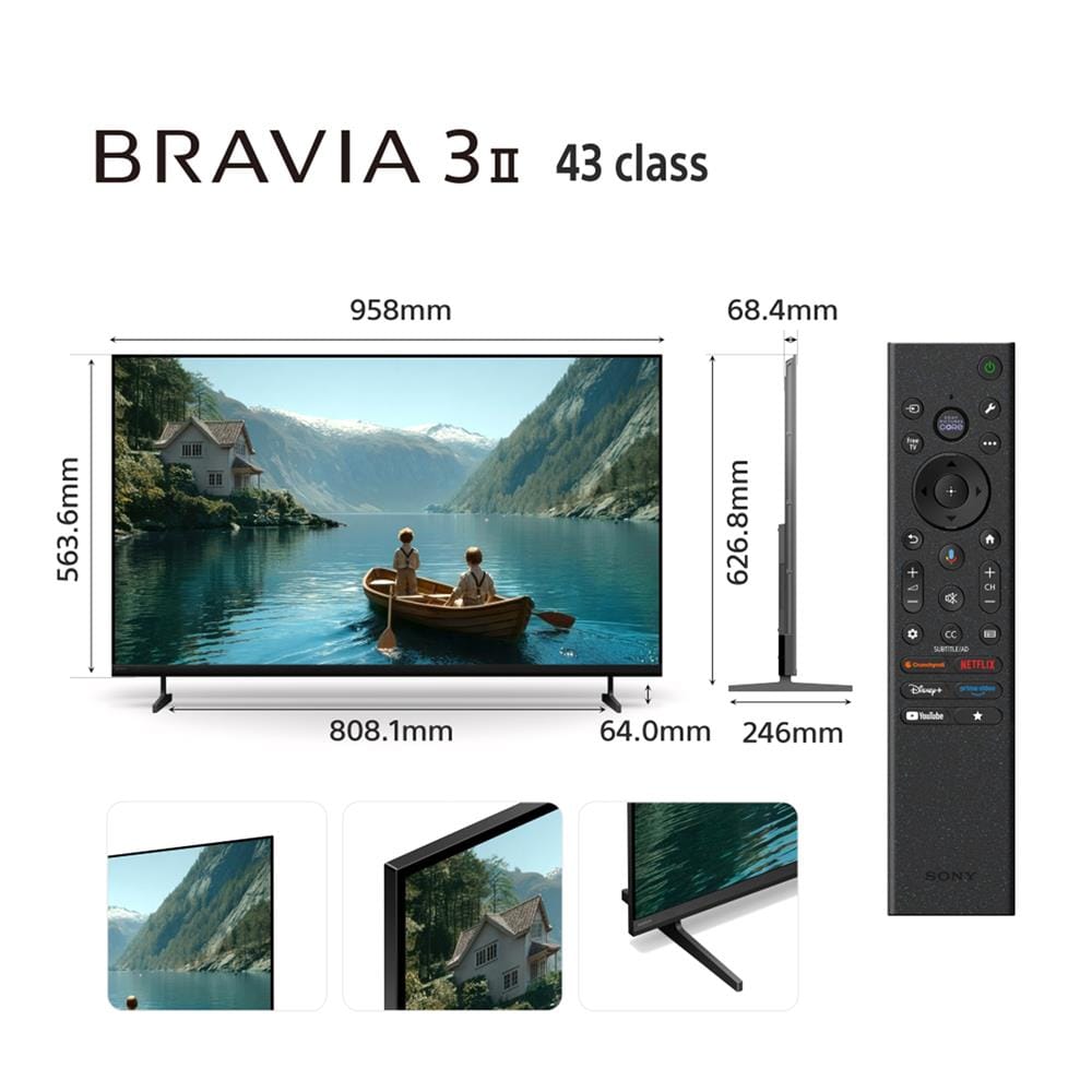 ทีวีแอลอีดี 43 นิ้ว SONY (4K, LED, GOOGLE TV) BRAVIA 3 K-43XR30M2