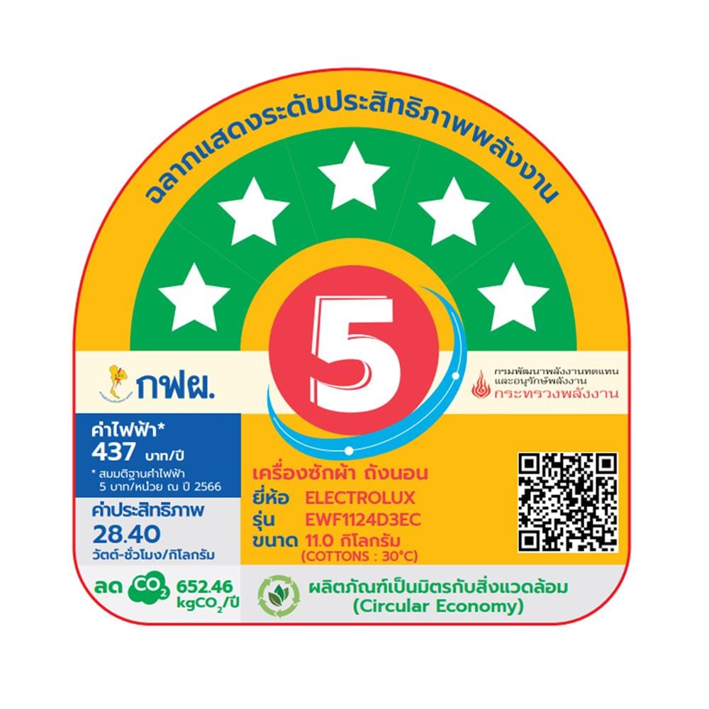 เครื่องซักผ้าฝาหน้าพร้อมขาตั้ง ELECTROLUX EWF1124D3EC 11 กก. 1200RPM อินเวอร์เตอร์ สีขาว