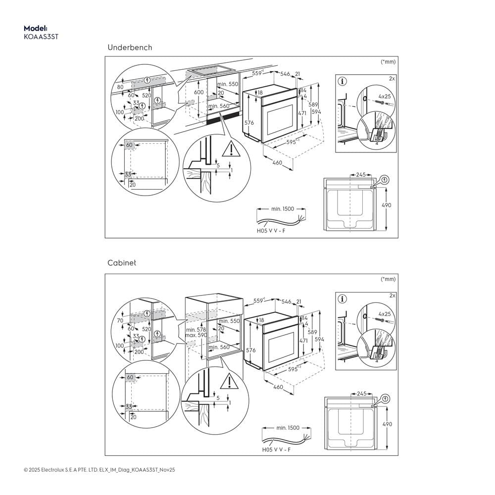 เตาอบฝังดิจิตอล ELECTROLUX KOAAS3ST