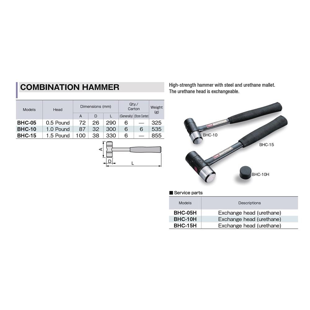 ค้อนหัวกลม ด้ามไฟเบอร์ TONE BHC-05 0.5 ปอนด์