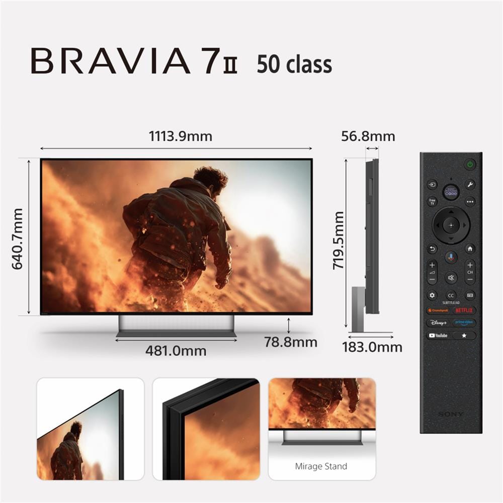 ทีวีทรู อาร์จีบี 50 นิ้ว SONY (4K, MICRO RGB, GOOGLE TV) BRAVIA 7 II K-50XR70M2