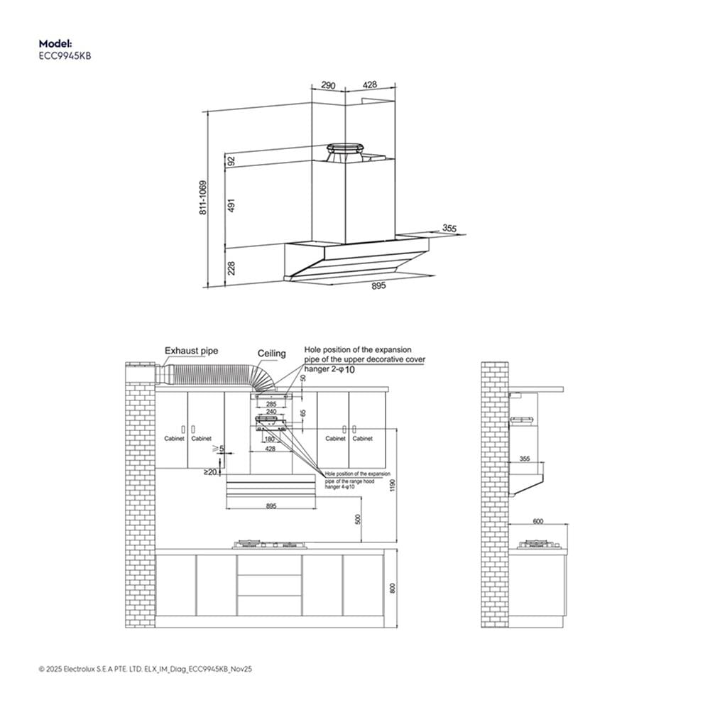 เครื่องดูดควันกระโจม ELECTROLUX ECC9945KB 90 ซม.