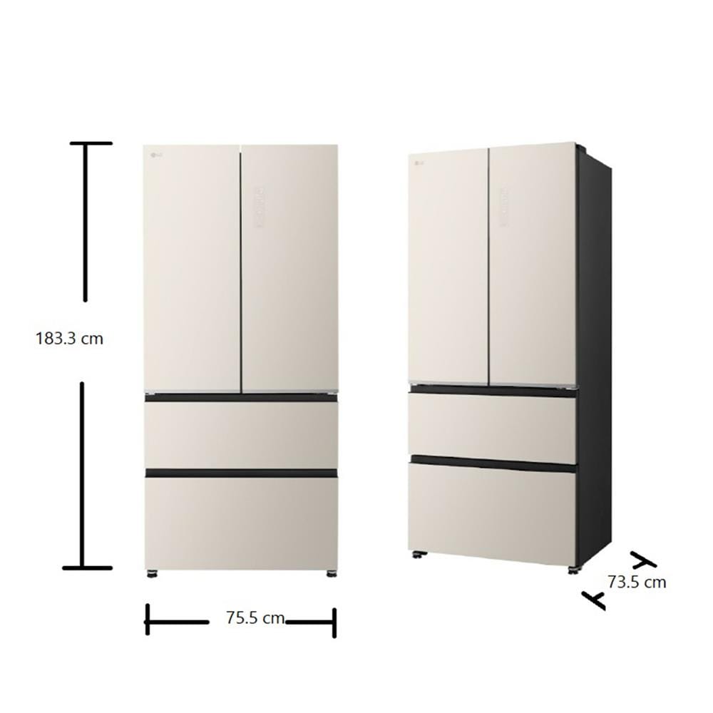ตู้เย็น MULTI DOOR LG GC-B52APGAM 18.1 คิว กระจกขาว