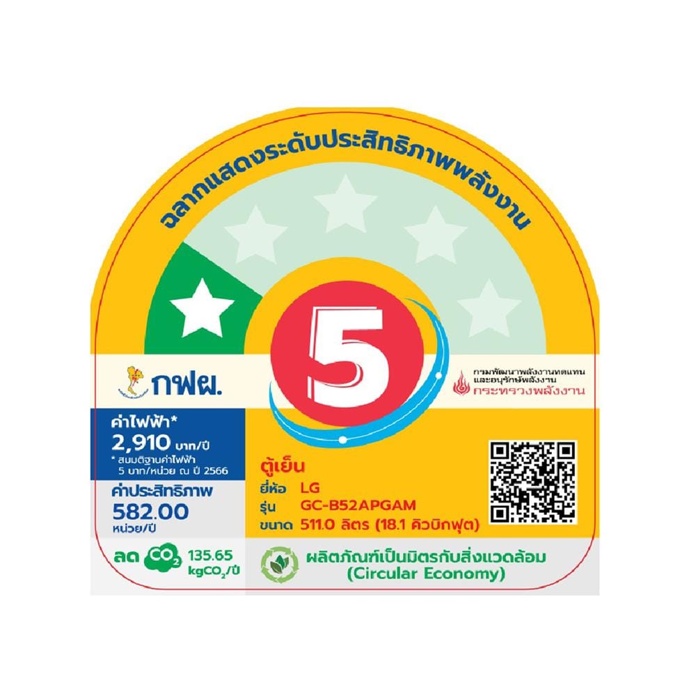 ตู้เย็น MULTI DOOR LG GC-B52APGAM 18.1 คิว กระจกขาว