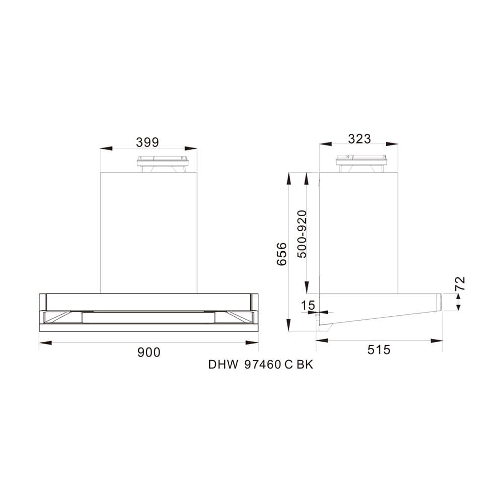 เครื่องดูดควันกระโจม TEKA DHW 97460 BK 90 ซม.