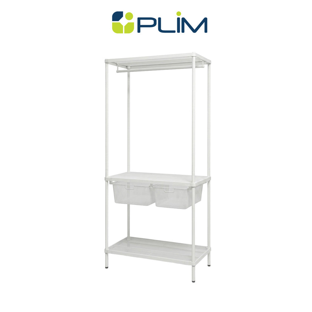 โครงตู้ราวแขวนสองตะกร้า PLIM NICE 90x45x180 ซม. สีขาว