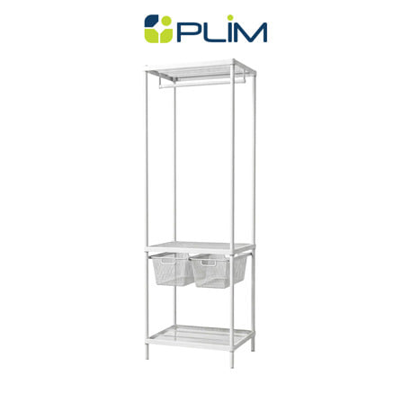 โครงตู้ราวแขวนสองตะกร้า PLIM NICE 60x45x180 ซม. สีขาว_0