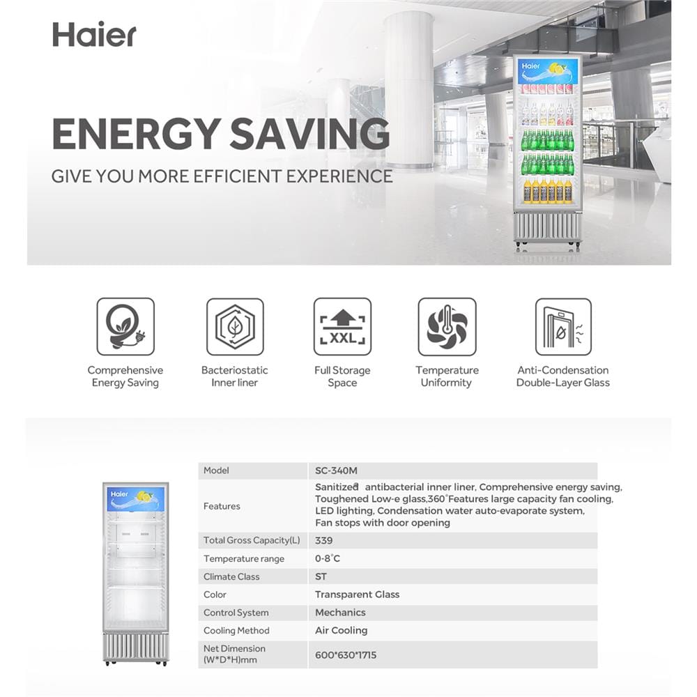 ตู้เครื่องดื่ม 1 ประตู HAIER SC-340M 11.3 คิว สีขาว