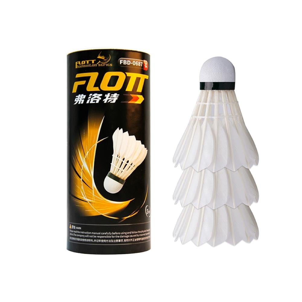 ลูกแบดมินตันขนห่าน FLOTT สีขาว (แพ็ก 3 ลูก)