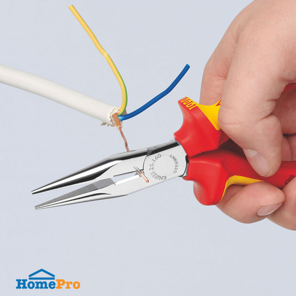 คีมปากแหลม ด้ามกันไฟฟ้า VDE1000V KNIPEX 25 06 160 6.5 นิ้ว