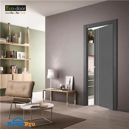 ประตูห้องน้ำ UPVC เจาะลูกบิด ECO-DOOR PE1 70x200 ซม. สีเทาเข้ม_1