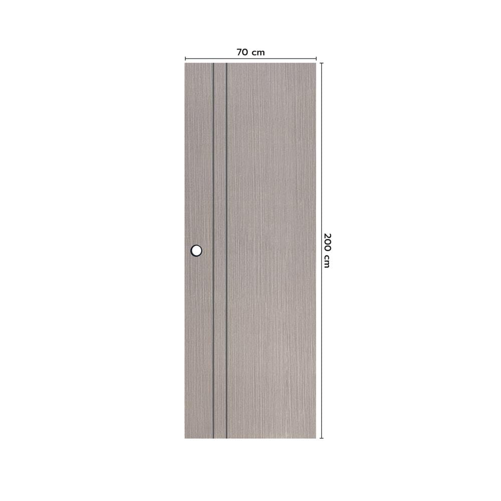 ประตูห้องน้ำ UPVC เจาะลูกบิด ECO-DOOR PE2 70x200 ซม. สีเทาอ่อน