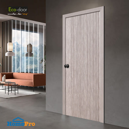 ประตูภายใน UPVC เจาะลูกบิด ECO-DOOR UX-GRAY 80x200 ซม. สีเทาอ่อน_1