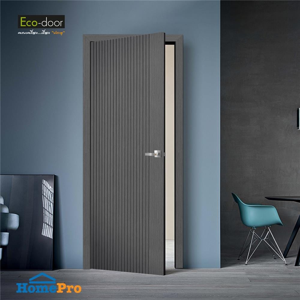 ประตูภายใน UPVC เจาะลูกบิด ECO-DOOR UX-BLACK 80x200 ซม. สีเทาเข้ม