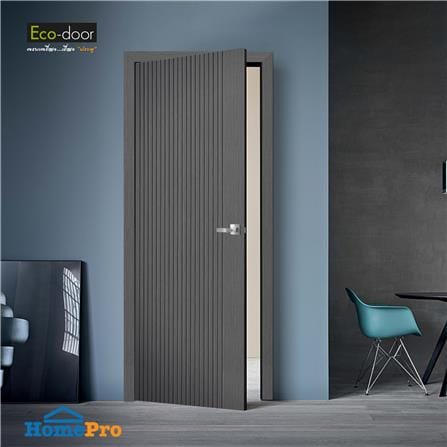 ประตูภายใน UPVC เจาะลูกบิด ECO-DOOR UX-BLACK 80x200 ซม. สีเทาเข้ม_1