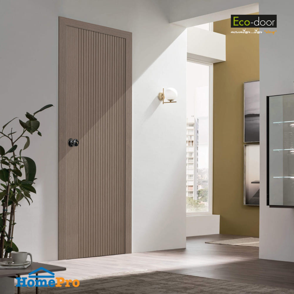 ประตูภายใน UPVC เจาะลูกบิด ECO-DOOR UX-OAK 80x200 ซม. สีโอ๊ค
