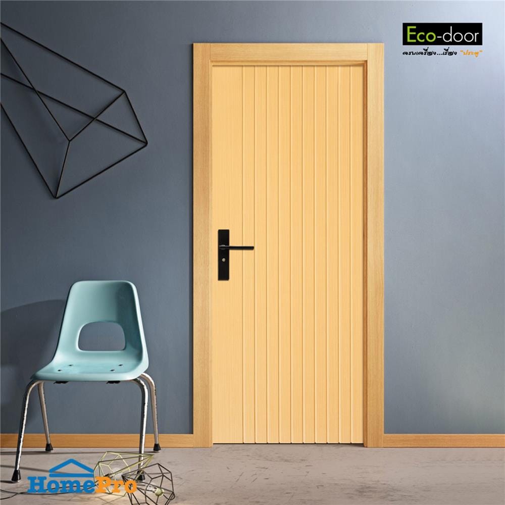 ประตูภายใน UPVC ไม่เจาะลูกบิด ECO-DOOR US-ASH 80x200 ซม. สีแอช