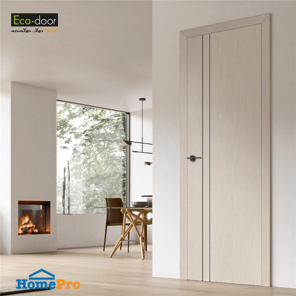 ประตูห้องน้ำ UPVC เจาะลูกบิด ECO-DOOR PE3 70x200 ซม. สีแอช