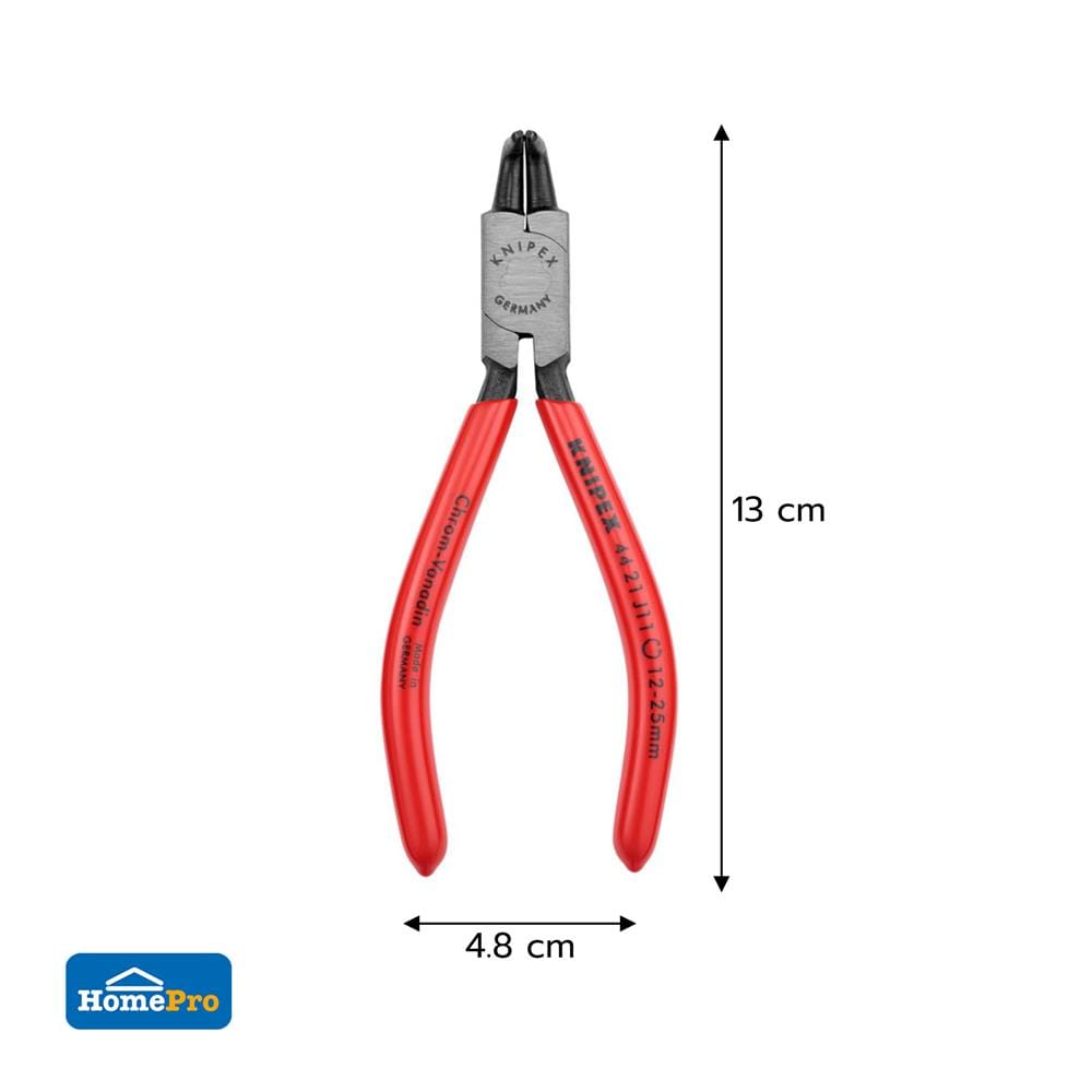 คีมหุบแหวนปากงอ 90 องศา ด้ามพลาสติก 12-25 มม. KNIPEX 44 21 J11