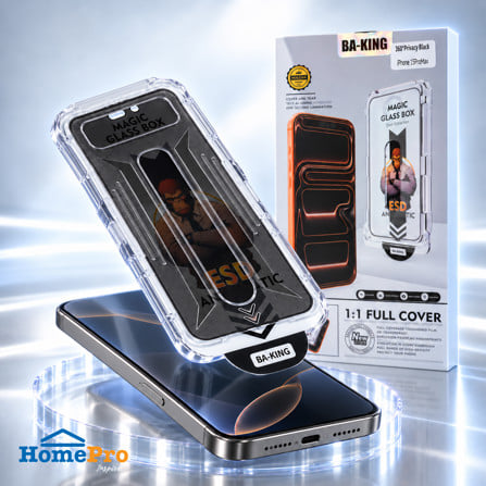 ฟิล์มกระจกกันมอง PRIVACY สำหรับ IPHONE 15 PROMAX พร้อมกล่องติดตั้ง  BA-KING_4
