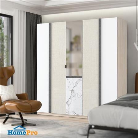 ตู้เสื้อผ้า 5 บานเปิด SB FURNITURE RICHES 19231450 200 ซม. สีน้ำตาล_2