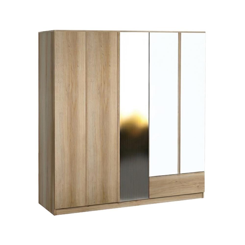 ตู้เสื้อผ้า 5 บานเปิด SB FURNITURE LAYLA 19228595 200 ซม. สีน้ำตาล