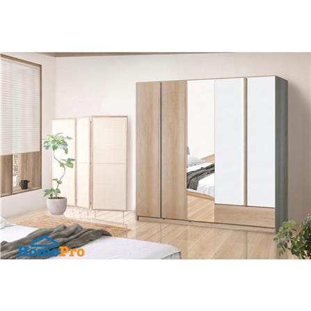 ตู้เสื้อผ้า 5 บานเปิด SB FURNITURE LAYLA 19228595 200 ซม. สีน้ำตาล_2