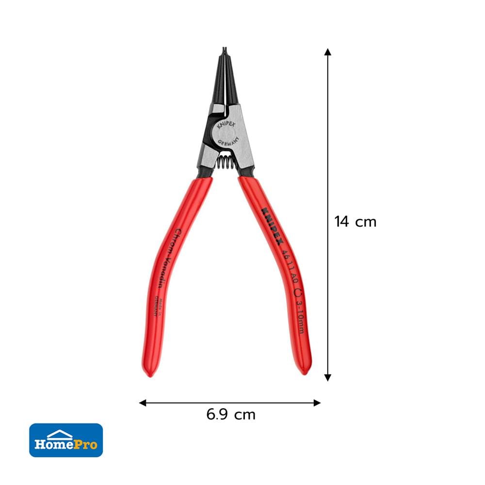 คีมถ่างแหวนปากตรง ด้ามพลาสติก 3-10 มม. KNIPEX 46 11 A0