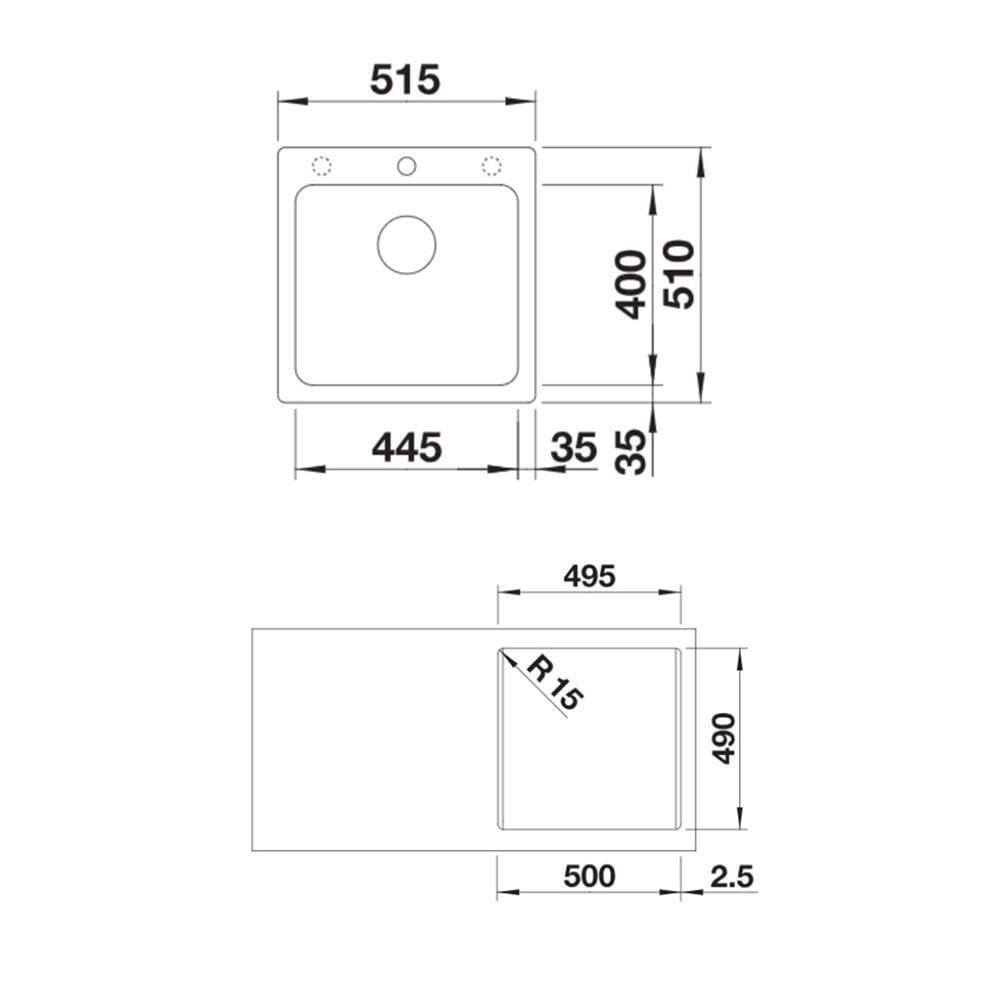 ซิงค์ฝัง 1 หลุม BLANCO NAYA 5SG 495.39.587 สีขาว