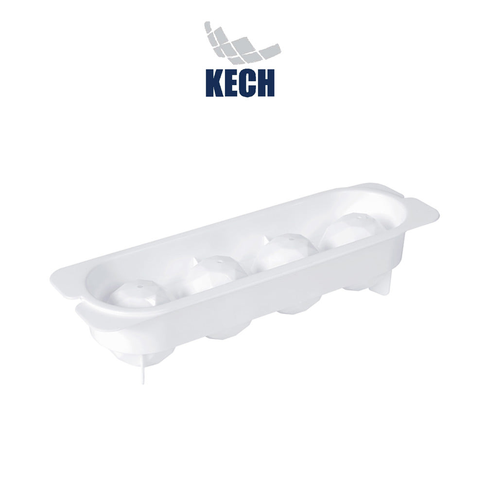 ถาดทำน้ำแข็ง 4 ช่อง ทรงกลมลายเพชร KECH สีขาว