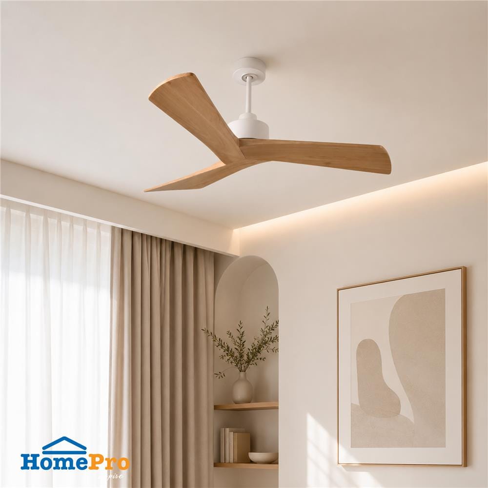 พัดลมไม่มีโคมไฟ CARINI 48YFT-806PRO 48 นิ้ว สีขาว/น้ำตาล