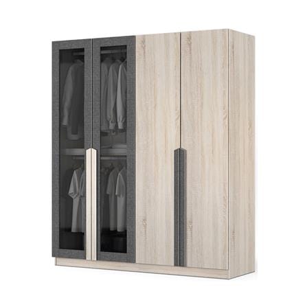 ตู้เสื้อผ้า 4 บานเปิด SB FURNITURE BURTON 19223425 180 ซม. สีน้ำตาล/ดำ_0