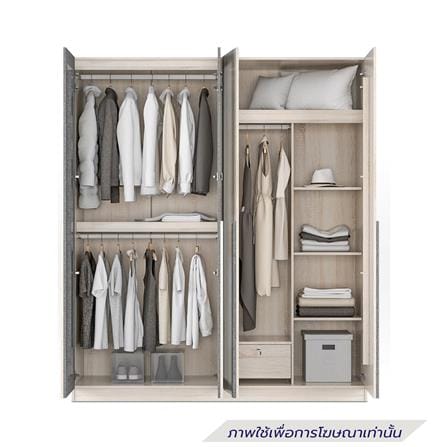 ตู้เสื้อผ้า 4 บานเปิด SB FURNITURE BURTON 19223425 180 ซม. สีน้ำตาล/ดำ_2