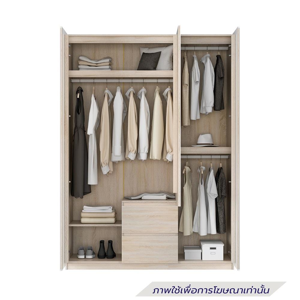 ตู้เสื้อผ้า 3 บานเปิด SB FURNITURE WABI 19232995 160 ซม. สีโซลิดโอ๊ค/ขาว