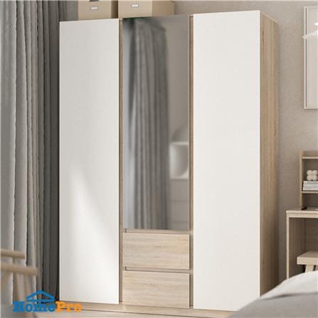 ตู้เสื้อผ้า 3 บานเปิด SB FURNITURE WABI 19232995 160 ซม. สีโซลิดโอ๊ค/ขาว_2