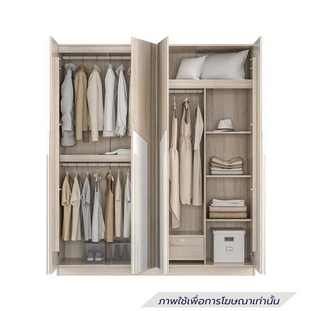 ตู้เสื้อผ้า 4 บานเปิด SB FURNITURE ODENSE 19218599 180 ซม. สีโอ๊ค/ขาว_1