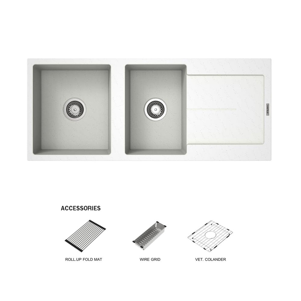 ซิงค์ฝัง 2 หลุม 1 ที่พัก HAFELE STONEQ 495.39.643 สีขาว