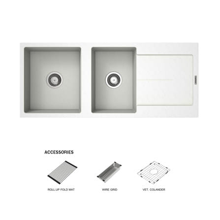 ซิงค์ฝัง 2 หลุม 1 ที่พัก HAFELE STONEQ 495.39.643 สีขาว_0