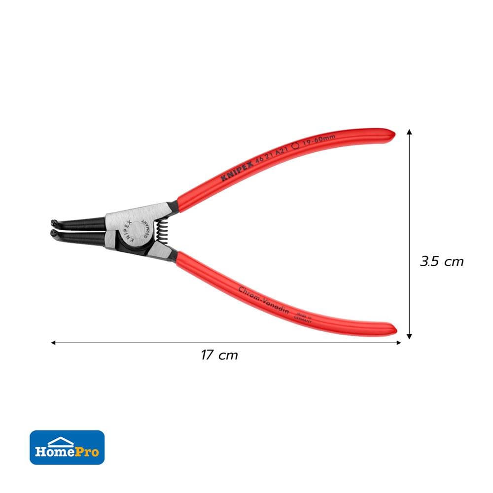 คีมถ่างแหวนปากงอ 90 องศา ด้ามพลาสติก 19-60 มม. KNIPEX 46 21 A21
