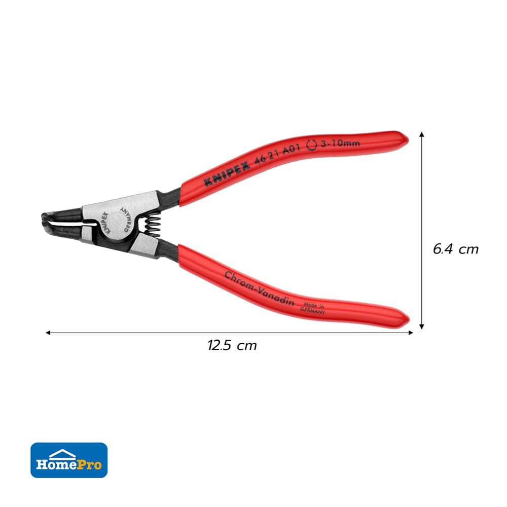 คีมถ่างแหวนปากงอ 90 องศา ด้ามพลาสติก 3-10 มม. KNIPEX 46 21 A01