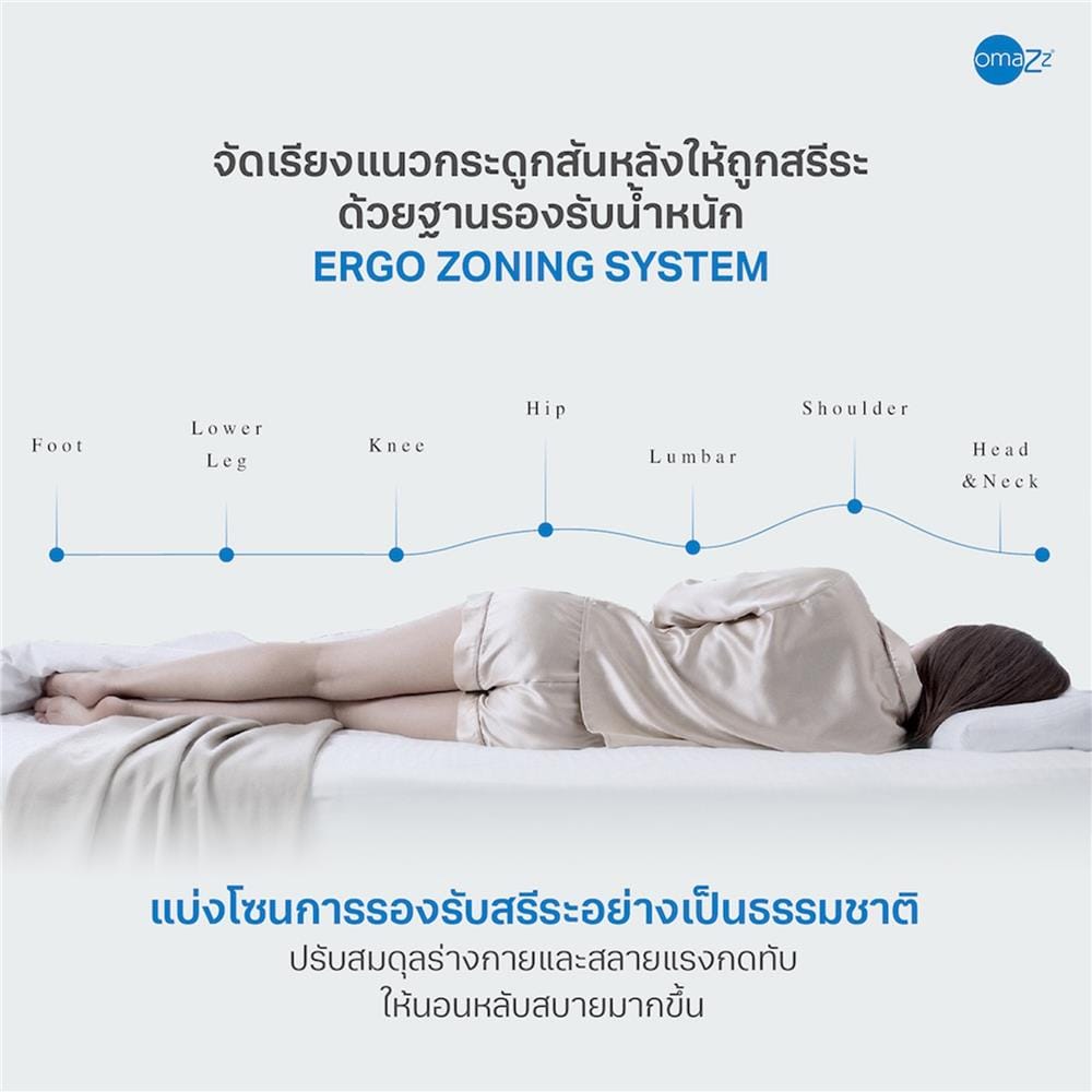 ที่นอนไฮบริด 6 ฟุต OMAZZ รุ่น FELICITY (พร้อมหมอนหนุน 2 ชิ้น)