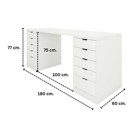 โต๊ะเครื่องแป้ง KONCEPT VANITY 59064688 180 ซม. สีขาว_2