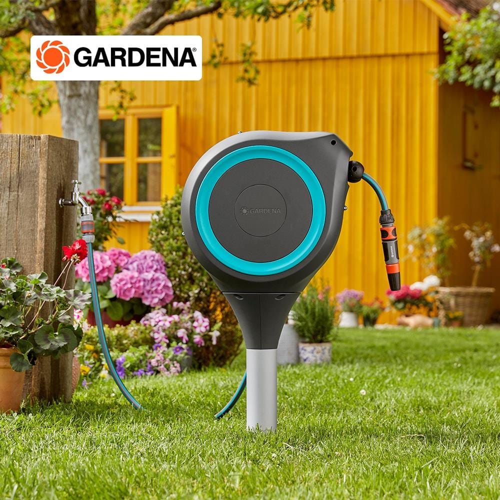 สายยางโรลอัตโนมัติ GARDENA 3/8 นิ้ว x 15 ม. สีฟ้า-ดำ