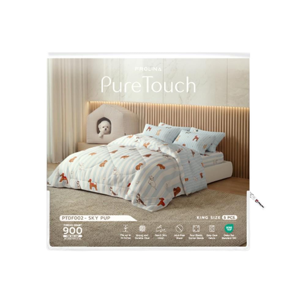 ชุดผ้าปูที่นอน 6 ฟุต (ชุด 5 ชิ้น) FROLINA PURE TOUCH PTDF002