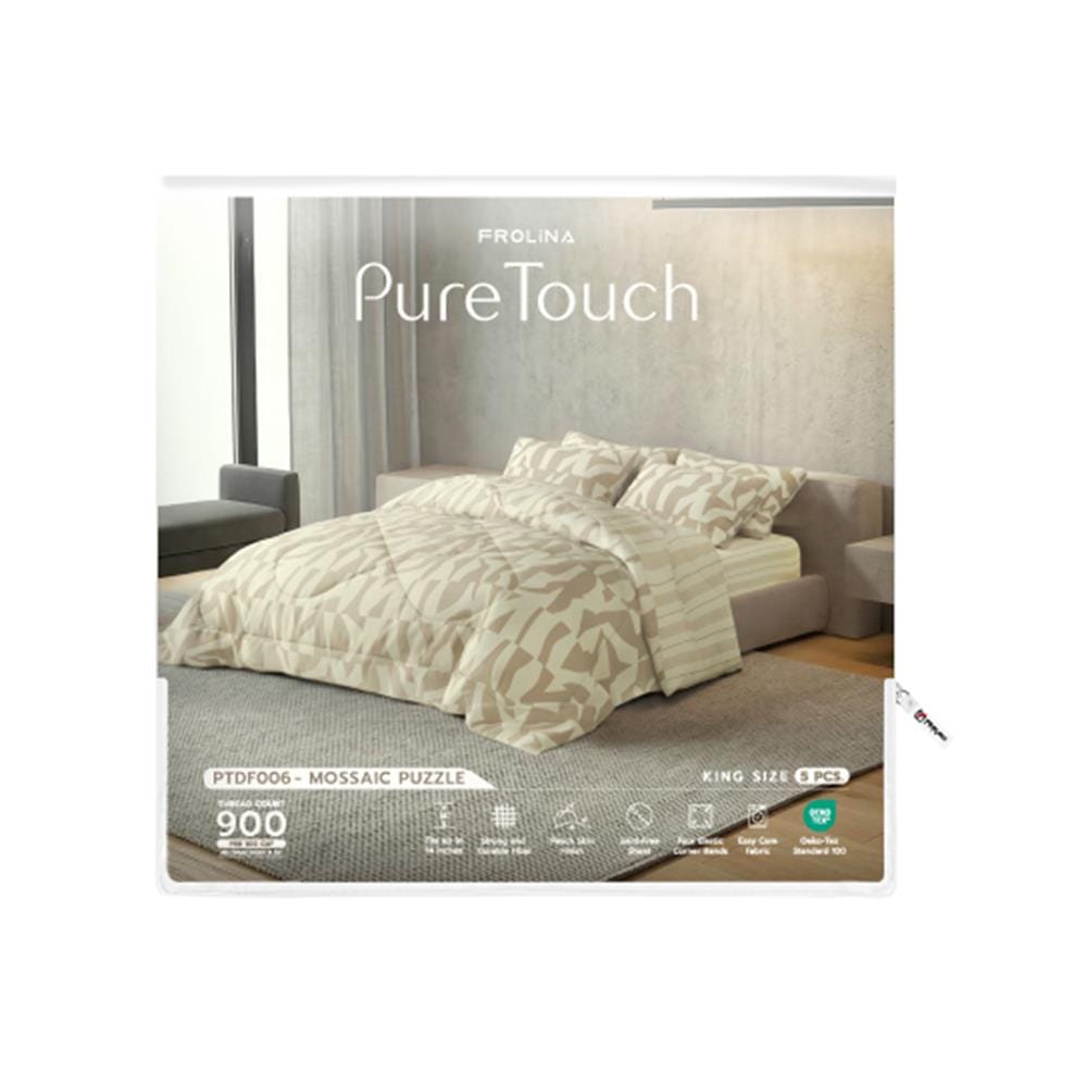 ชุดผ้าปูที่นอน 6 ฟุต (ชุด 5 ชิ้น) FROLINA PURE TOUCH PTDF006