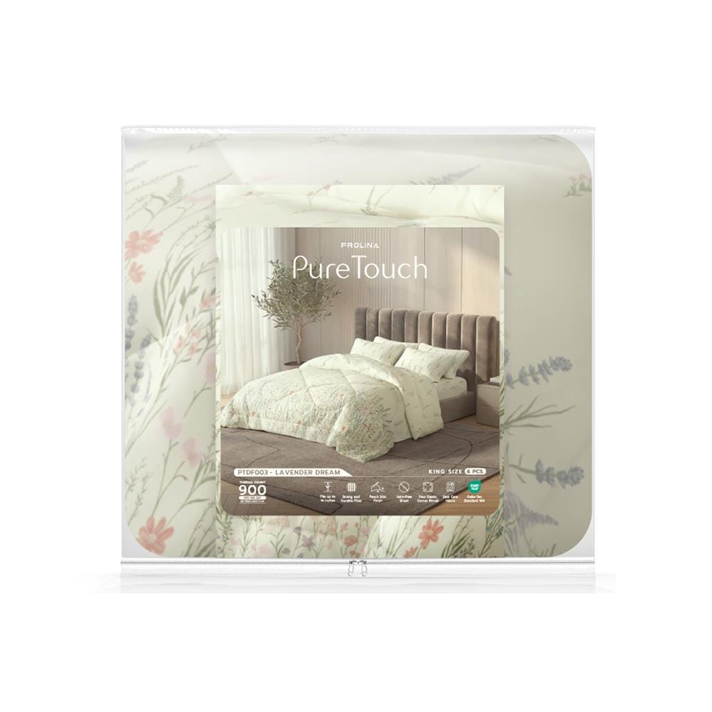 ชุดผ้าปูที่นอน 6 ฟุต (ชุด 6 ชิ้น) FROLINA PURE TOUCH PTDF003
